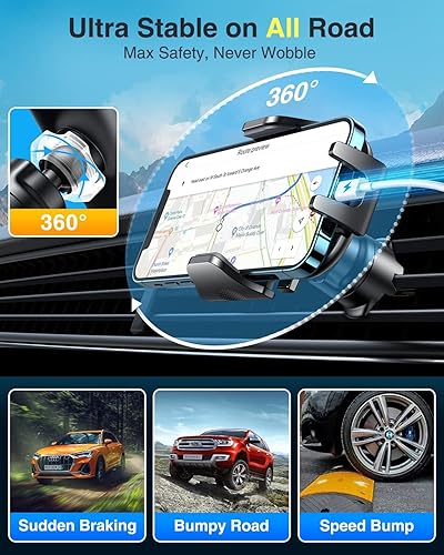 Vista 31 de VANMASS Soporte de teléfono de automóvil de grado militar verdadero [mejor succión y clip] Soporte de teléfono celular para salpicadero, parabrisas