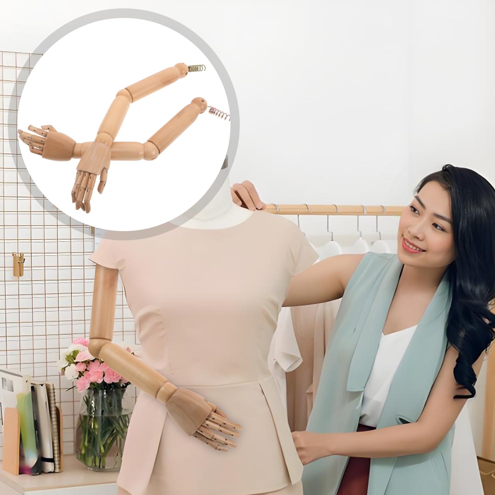 TOYANDONA 1paire Bras de Mannequin Bois Naturel Articulé Remplacement Flexible avec Joints pour Accessoires Prothétiques et Projets Artistiques Modèle Moyen Réaliste pour Affichage et Jeux