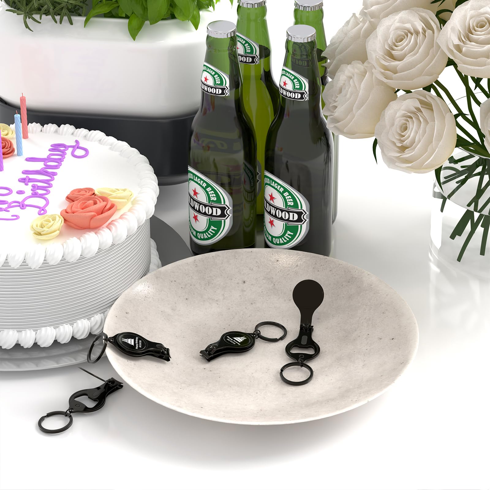 30 abrebotellas multifunción 4 en 1, cortaúñas, cervecería de recuerdos de boda, personalización privada, negro, regalos multiherramienta para hombres