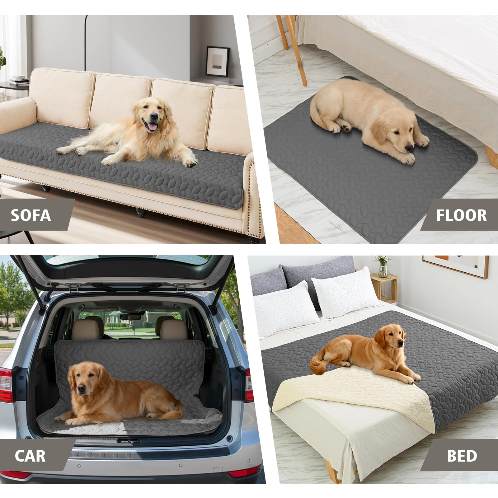 Ameritex Funda de cama para mascotas, manta para sofá y muebles, impermeable, diseño de nuevo patrón (30 x 70 pulgadas, gris oscuro)