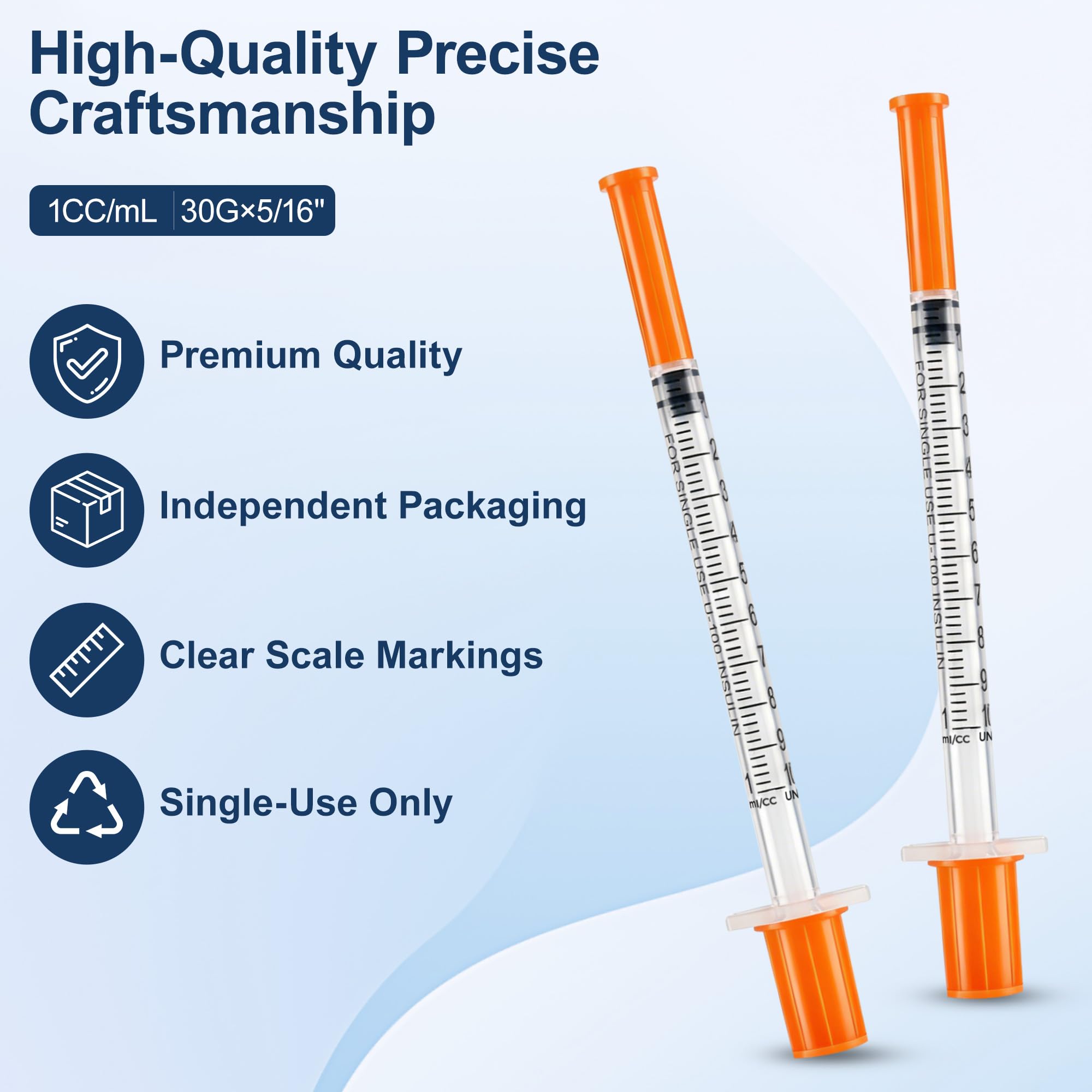 U-100 1ml Syringes , 30G 5/16’’ (8mm) Syringe, Box of 100 — Amazon image 3