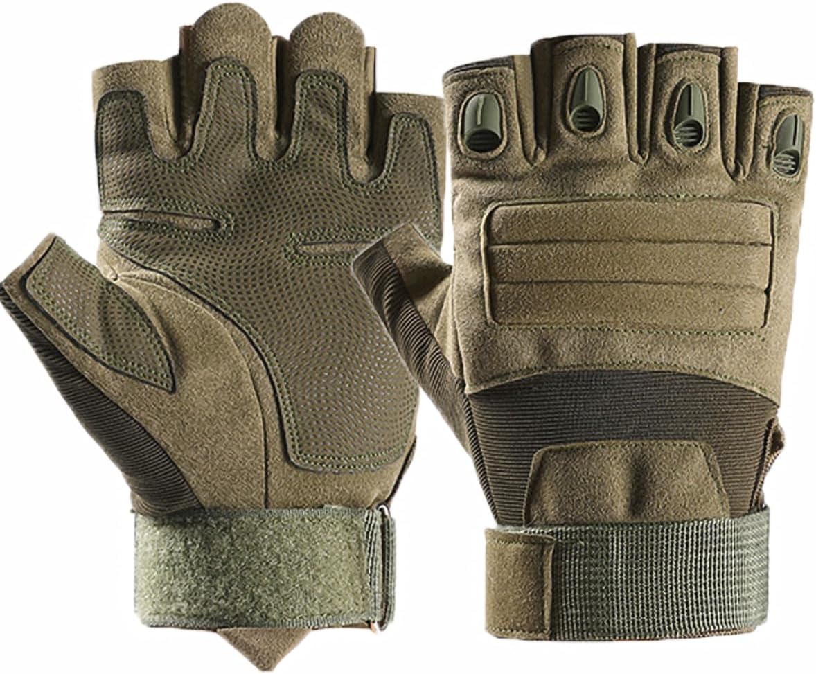 NuCamper Half Finger Tactical Gloves for Men,Touchscreen Fingerless Airsoft Gloves for Outdoors Hunting Motorcycle Cycling Work Gloves