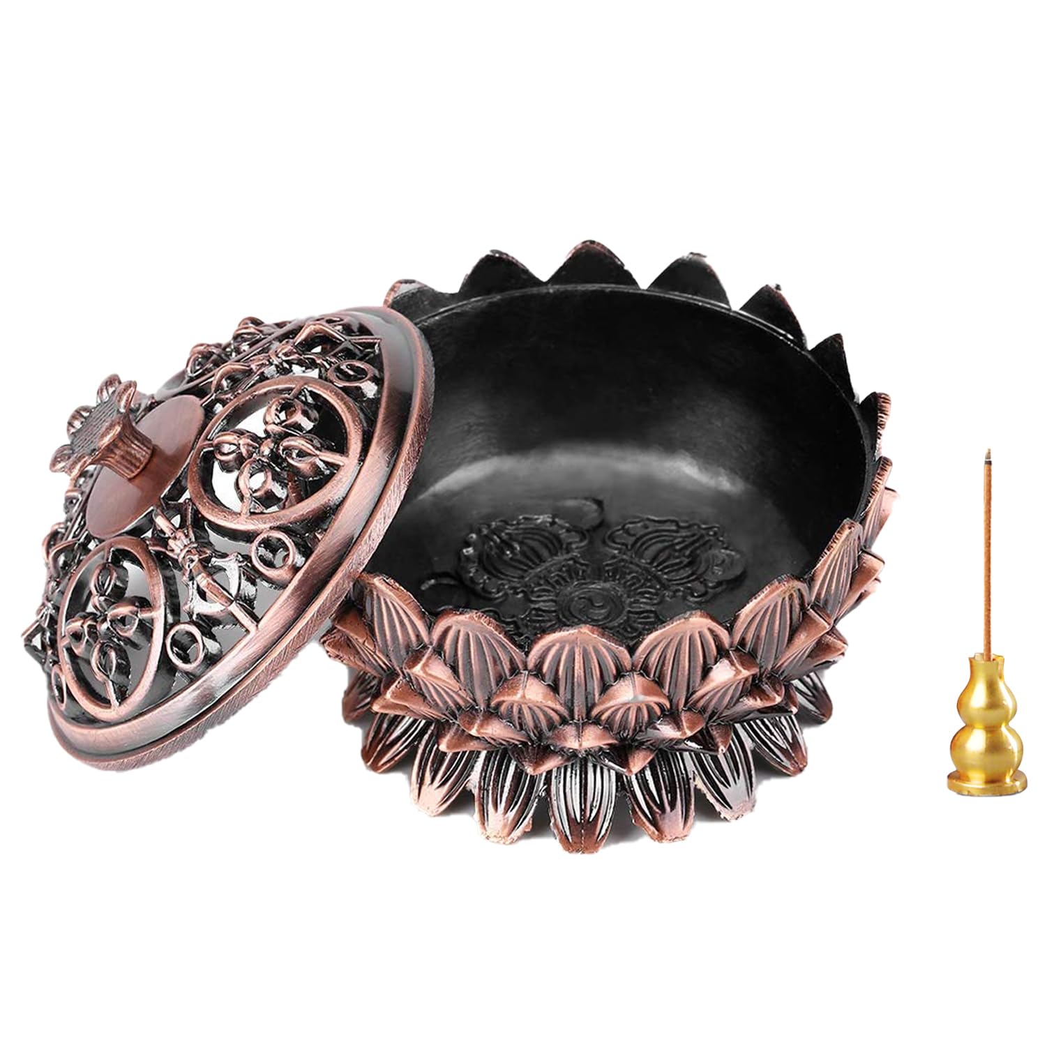 Incense Burner,Vintage Lotus Shape Alloy Incense Burner Censer Holder Tool Home Decoration Hot,Used As Home Decoration,A Craft Ornament or a Classical Furnishing