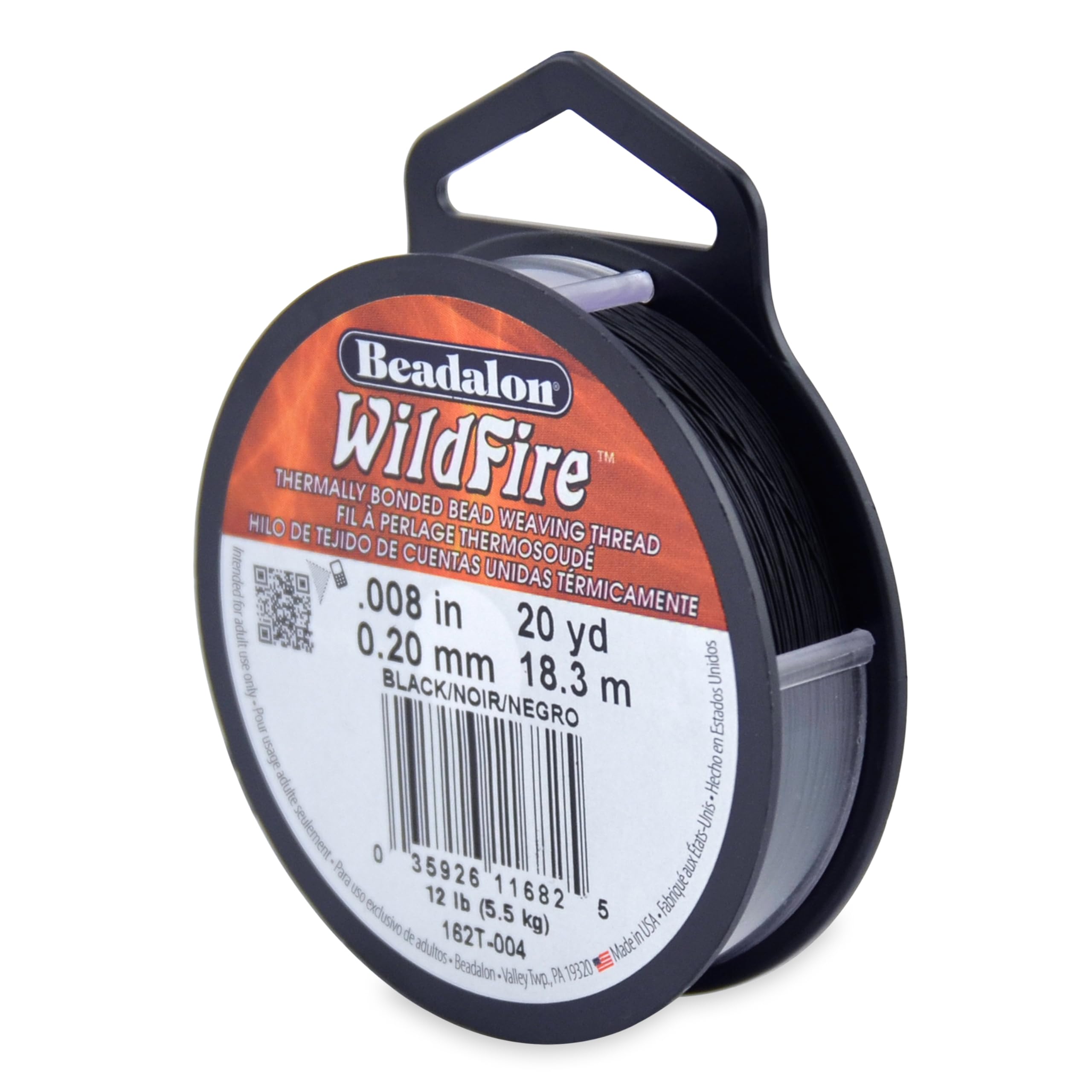 Beadalon Wildfire, 0.008 in, 0.20 mm, Break Strength 12 lb / 5.5 kg, Black, 20 yd / 18 m — image 1