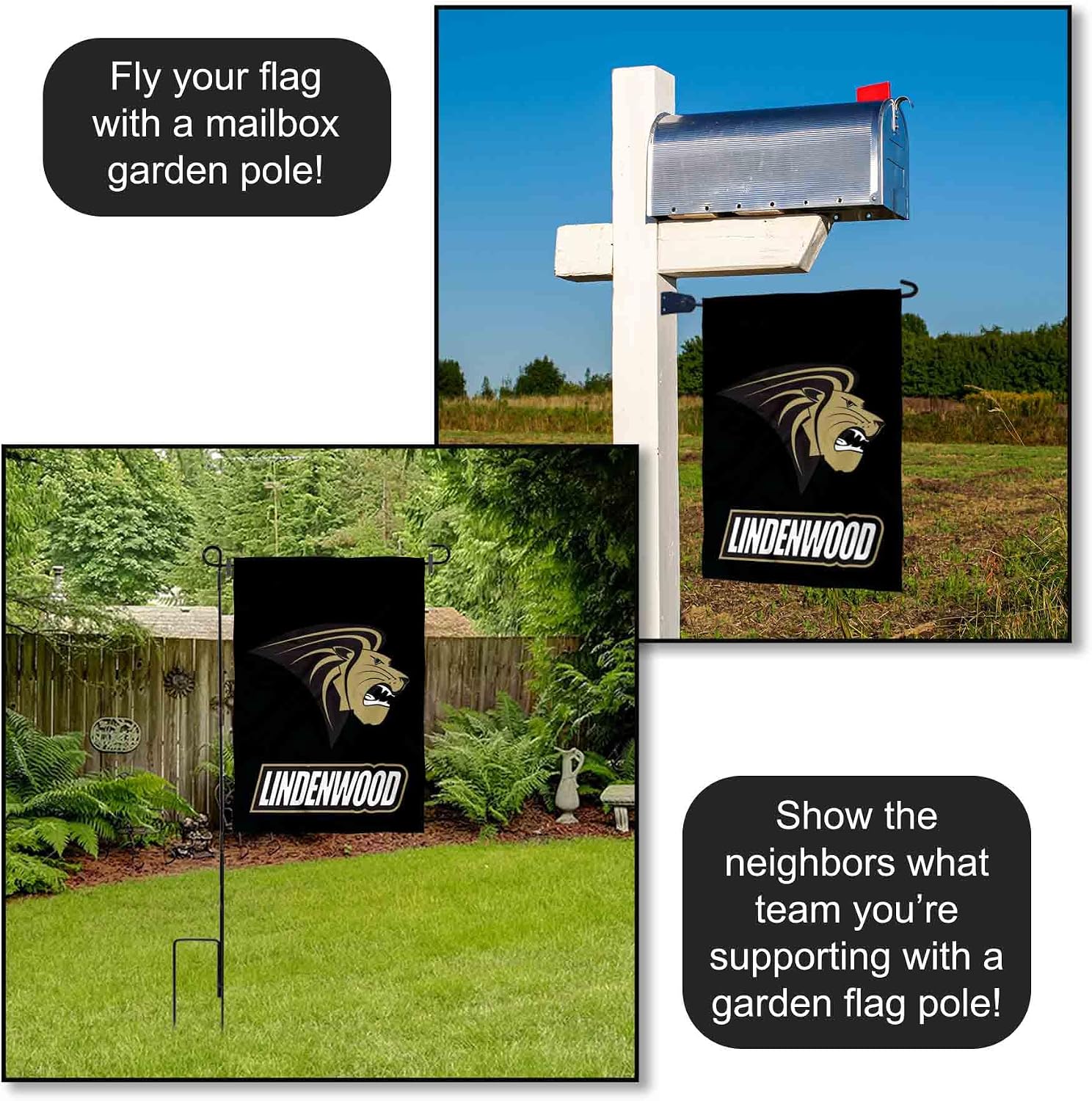 Lindenwood Lions Wordmark Garden Banner Flag