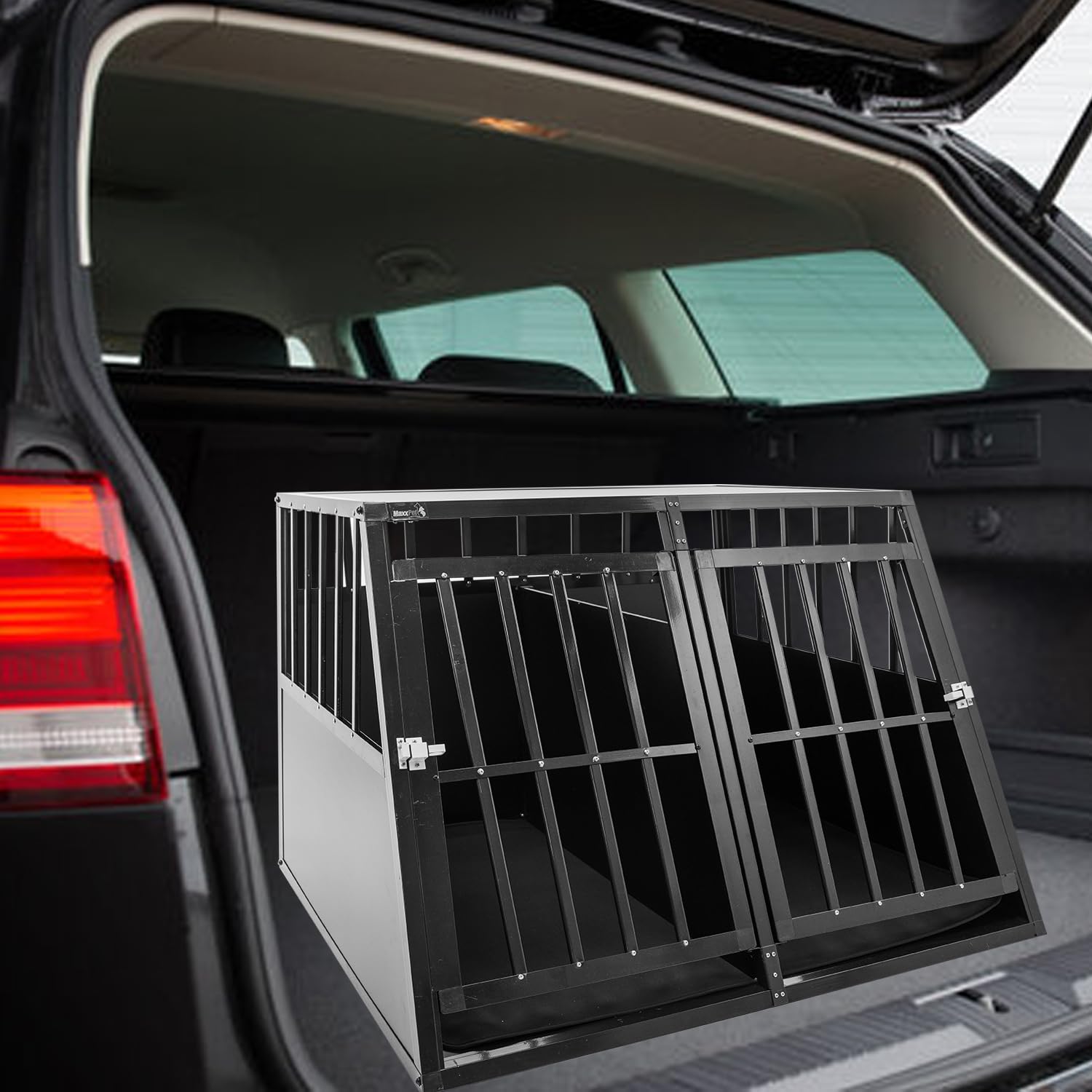 MaxxPet Transportín para Perros en Coche - Banco de Transporte - Banco para Perros para el Maletero del Coche - Banco de 2 Puertas - 96x91x70cm