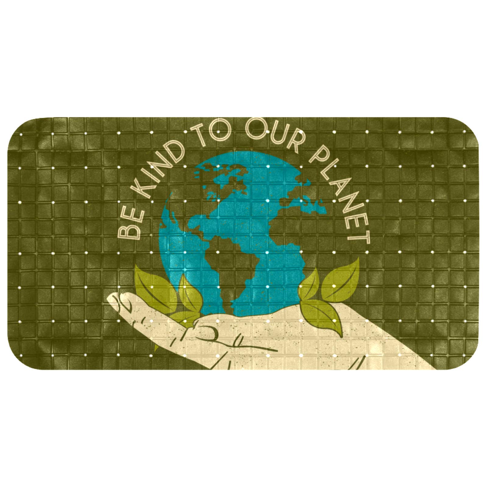Alfombrilla de baño ovalada de 37x68 cm con diseño del planeta Tierra y ventosas