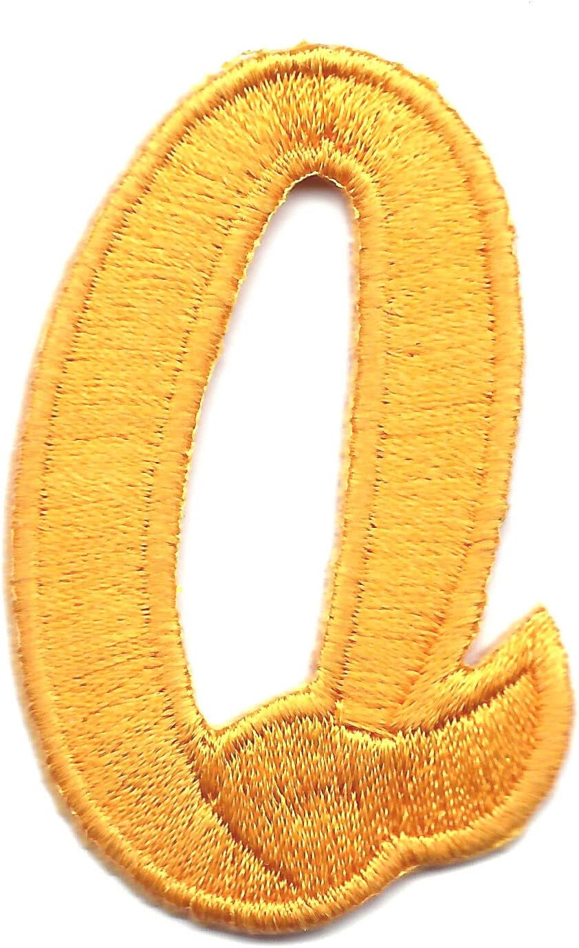 Script Letters- Golden Yellow Script 2" Letter "Q" - Iron On Embroidered Patch