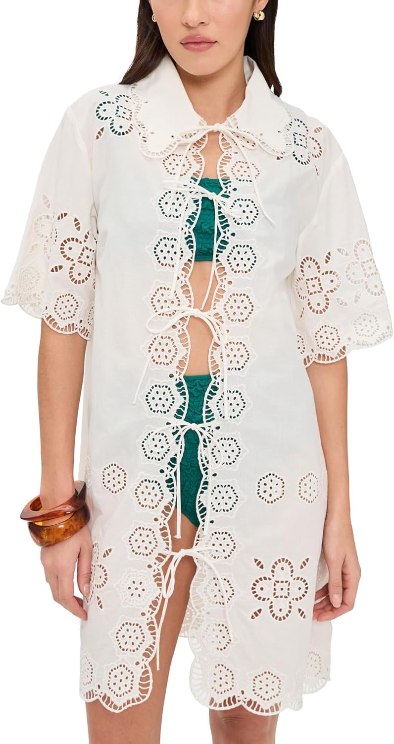 Sea Women's Babette Eyelet Tie Front Swim Coverup