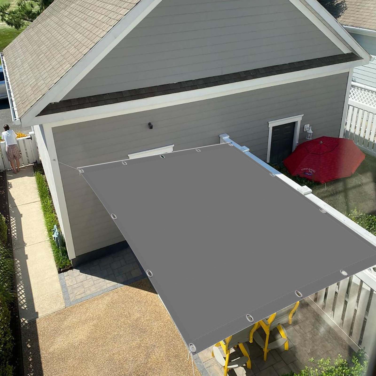 Voile d'ombrage 350x900 cm imperméable et anti-UV pour patio