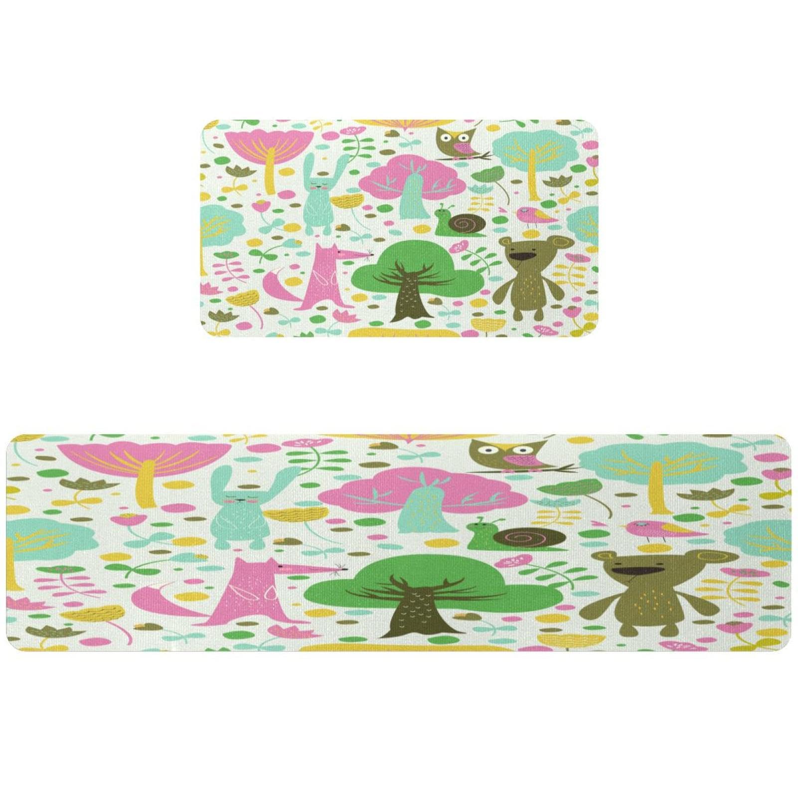 Tapis de cuisine antidérapant lavable motif lapin ours protection sol 2x