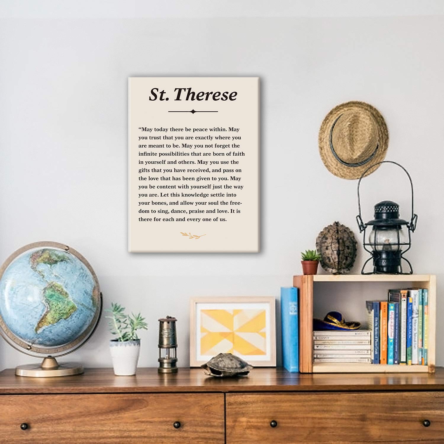 Hijie Inspirational St. Teresa Quote May Today There be Peace within Poster Canvas Art Painting Ready to Hang for Living Room/Bedroom Decor - Saint Teresa Quote Wall Art - 12x15 Inch 3