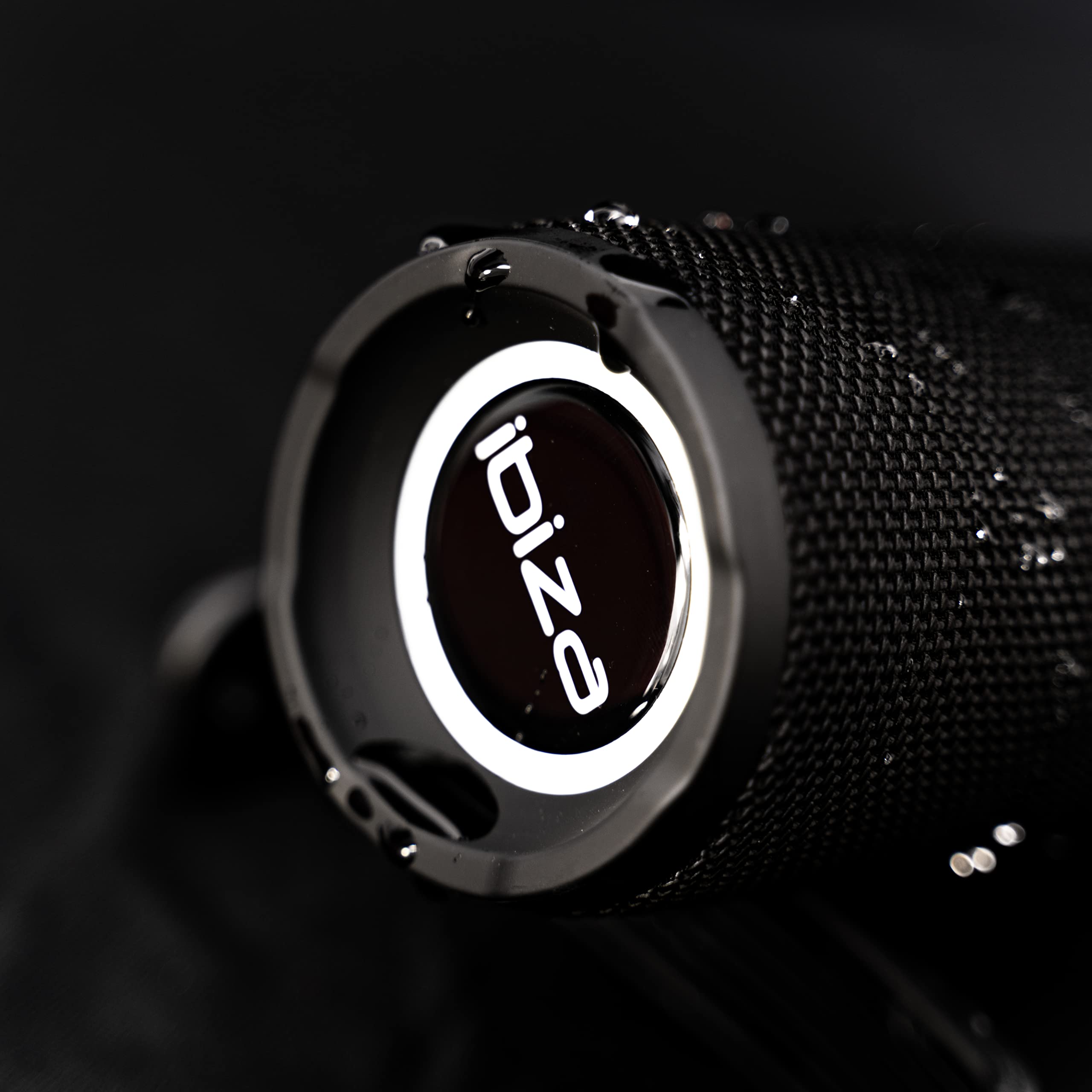 Ibiza - BULLET20-20W przenośny głośnik Bluetooth 360°, zasilany bateryjnie, z pierścieniami świetlnymi LED i funkcją TWS - Czarny