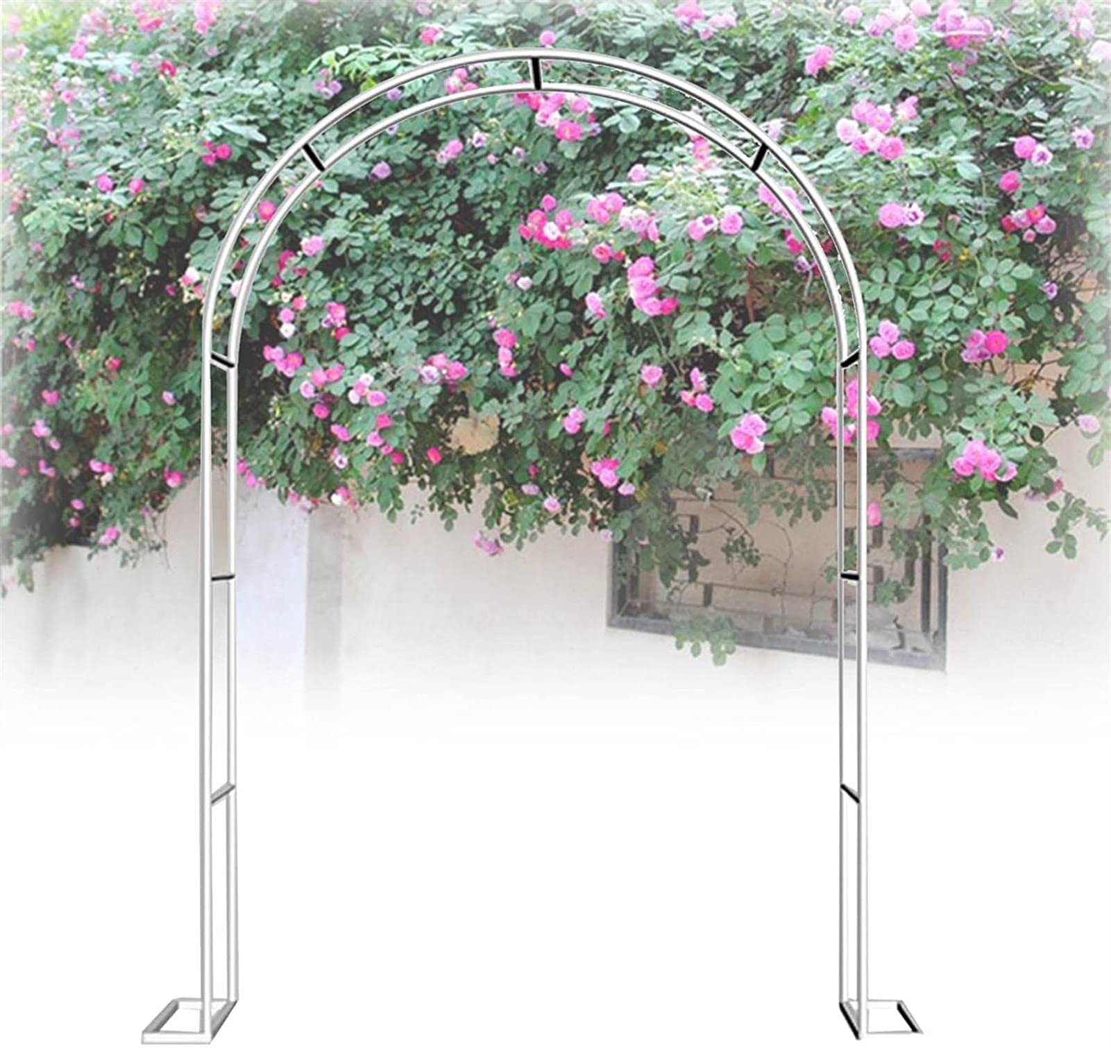 Arco da Giardino 120x220cm 180x220cm 240x220cm Arco in Metallo per Rose Rampicanti, Arco di Nozze Arco Pergolato da Giardino con Base, Resistente,350x220x40CM