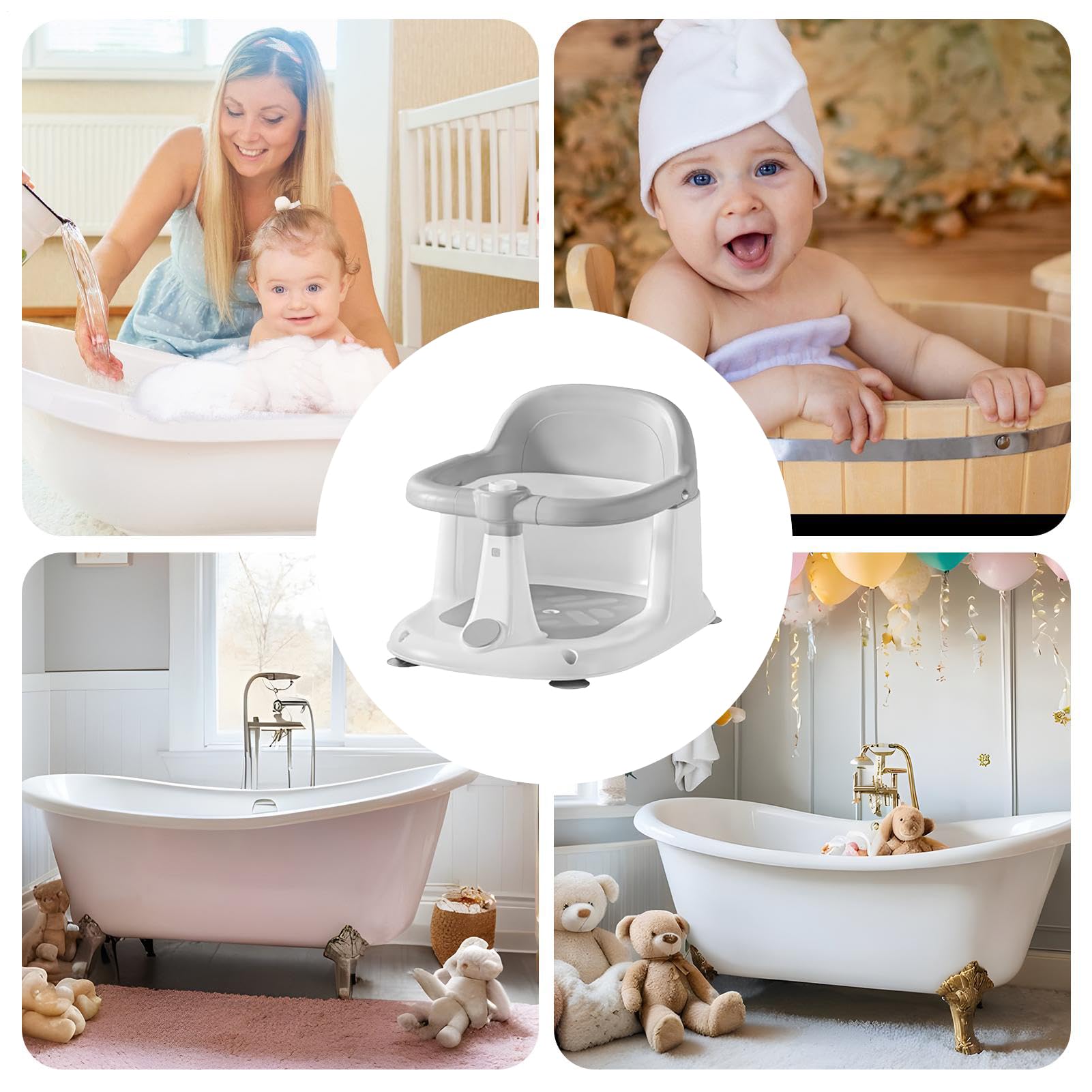 Baby-Badesitz – tragbare Badehilfe für Babys, rutschfest, schnell abzulassen, für Babys von 1 bis 3 Jahren, für Bad und Reise
