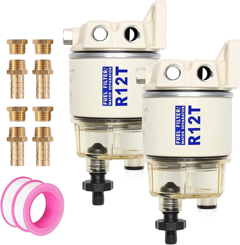 Kit separador de água e combustível marítimo AUIVERED R12T, filtro de 10 mícrons – 2 unidades