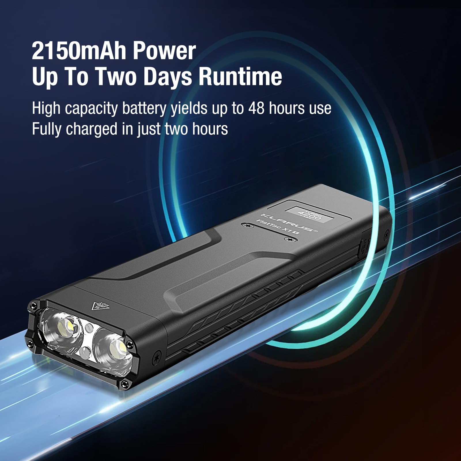 klarus FlatTac X1 Torcia tattica 4200 lumen EDC, sottile USB-C ricaricabile, IPX6 impermeabile con display OLED, doppio interruttore tattico/clip tascabile, design piatto compatto per uso esterno e