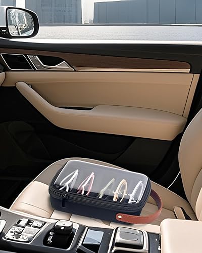 Miniatura 7 de Luxtude Travel Sunglasses Organizer Case for Women Men, Glasses Case Multiple Pairs wAdjustable Slot, Clear Sunglass Storage