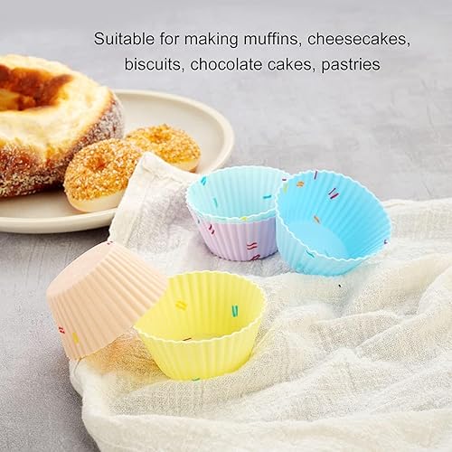 Miniatura 3 de Paquete de 20 tazas de silicona para hornear cupcakes, reutilizables, redondas, de silicona, antiadherentes, moldes para magdalenas, juego de mini