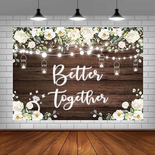 Miniatura 4 de SENDY Telón de fondo rústico de 7 x 5 pies, para despedida de soltera, boda, fiesta, fotografía, fondo blanco, anillo de diamantes florales,