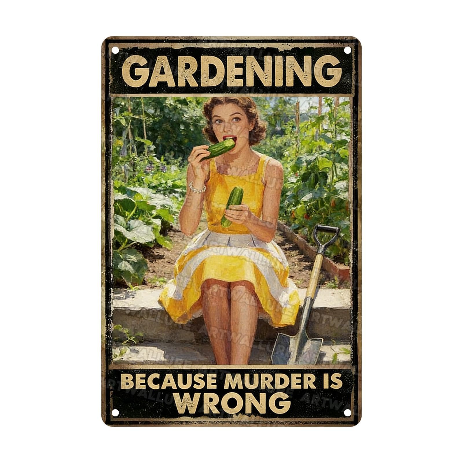 Vintage Metal Tin Sign Gardening Because Murder Is Wrong Rustic Garden Decor Outdoor Yard For Gardeners Unique Gifts 8x12inch Custom Private Property Signs