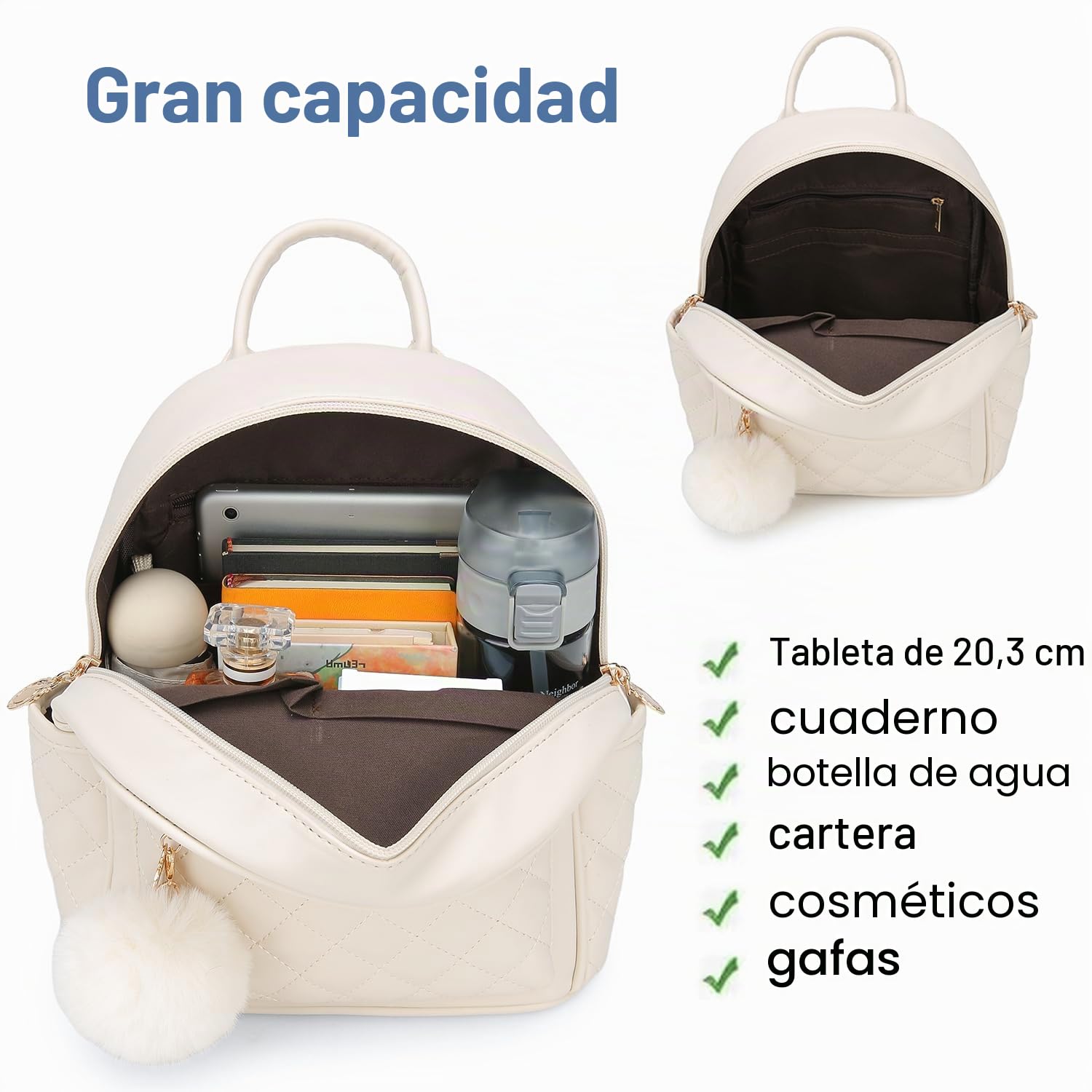 Mochila pequeña de moda para niñas, bolso pequeño y bonito de cuero a cuadros, mochilas para mujer, bolso pequeño