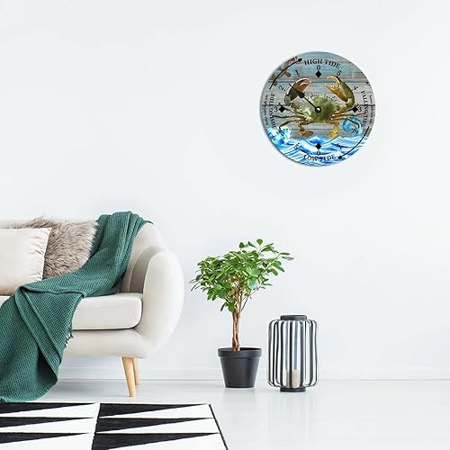 Miniatura 4 de ENEDNATE Reloj de marea de cangrejo oceánico, silencioso sin tictac, funciona con pilas, reloj de marea de madera, arte de pared de madera, reloj de