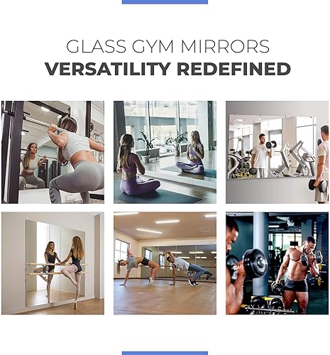 Miniatura 8 de Fab Glass and Mirror Kit de espejo de pared para gimnasio y estudio de baile 48 x 32 pulgadas con respaldo de seguridad 14 de pulgada de grosor con