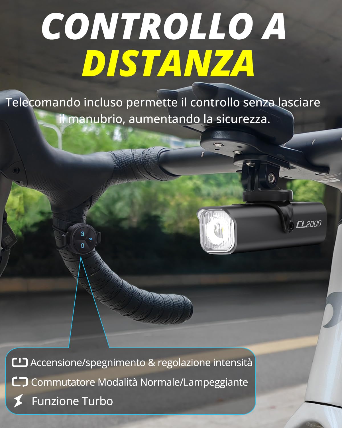 towild CL2000 Luci Bici 2000 Lumen Luce Bicicletta LED USB-C Ricaricabile da 5000mAh,Super Luminoso Antiabbagliante Luce per Bici Strada e Montagna, Impermeabili IPX6 Fanalini Anteriori Bici