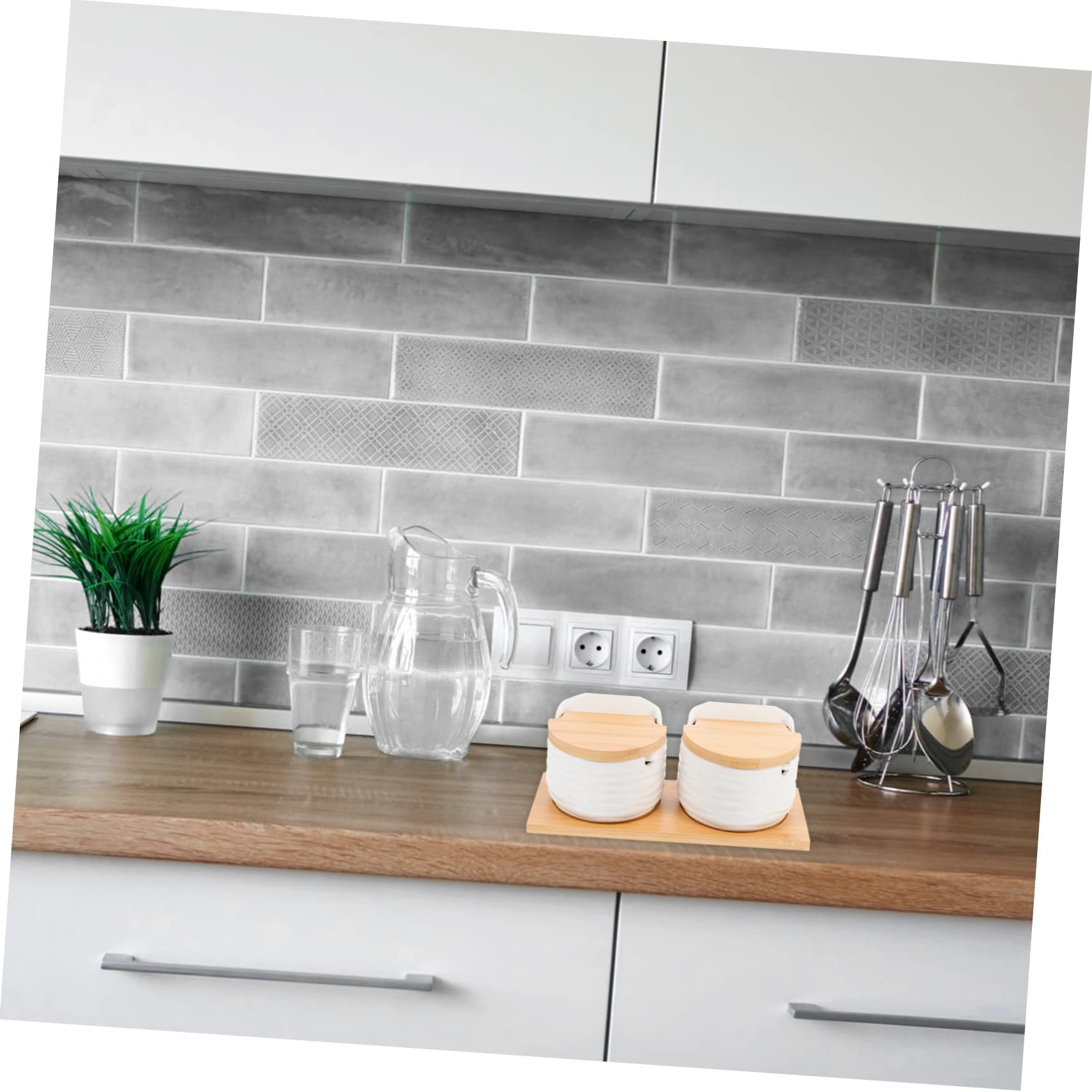 OUNONA 1 Set Ceramic Condiment Container Seasoning Storage Box with Lids Capacity Spice Jars for Home Kitchen Fine Workmanship and Easy to Clean Design