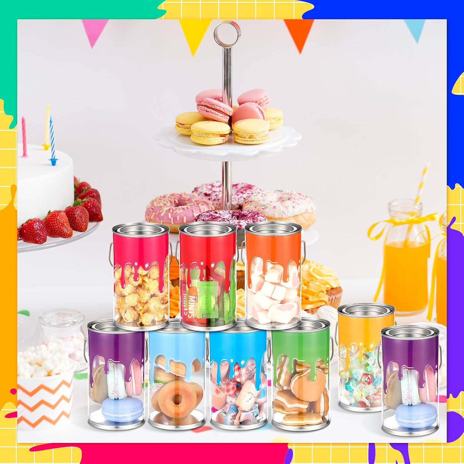 Reallnaive 16 Sets Watercolor Paint Set with Paint Cans End of Year Gifts Party Favor