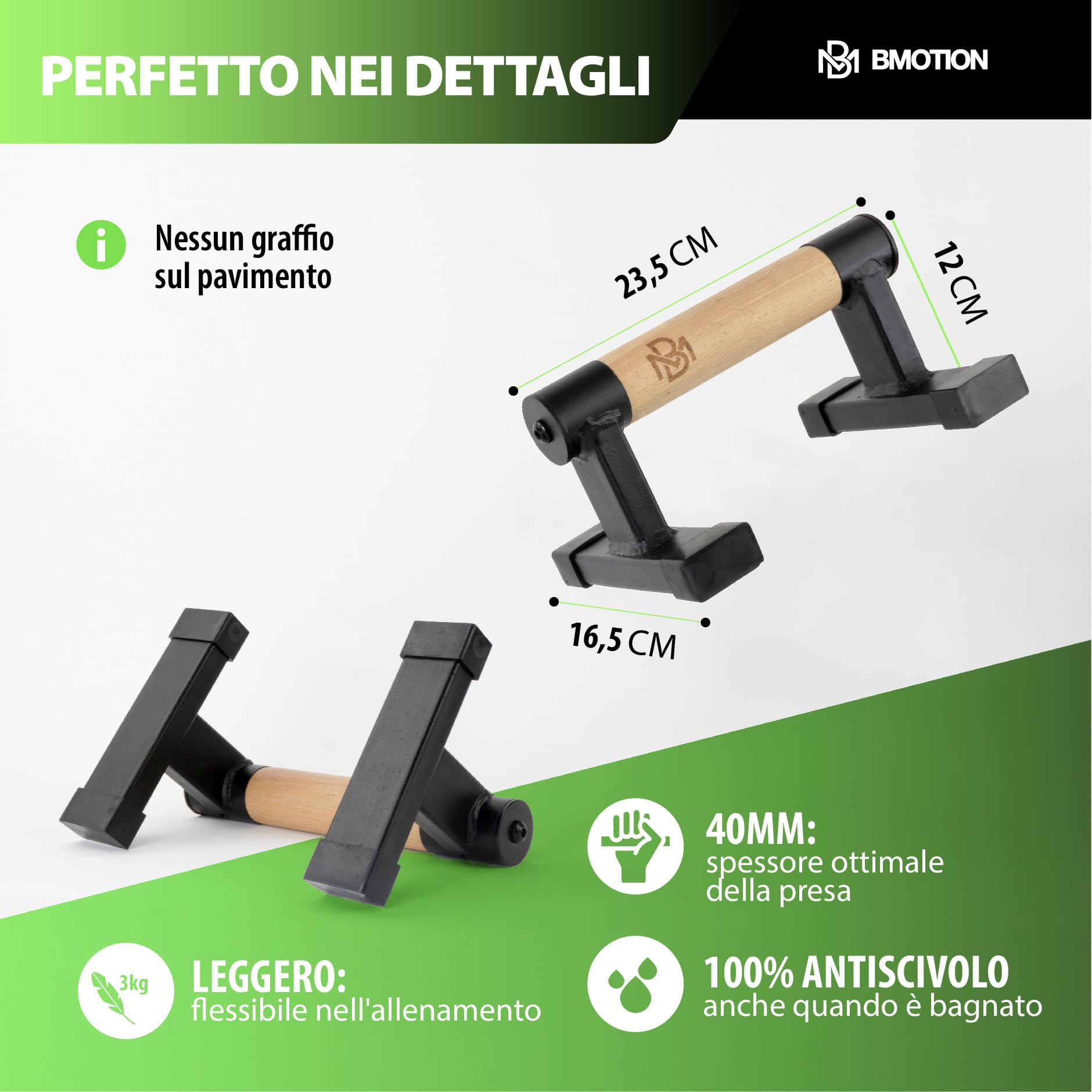 Müller & Blum Parallele Calisthenics, Push Up Bar in legno, Parallettes per interni ed esterni, Palestra Corpo Libero, Flessioni, Antiribaltamento