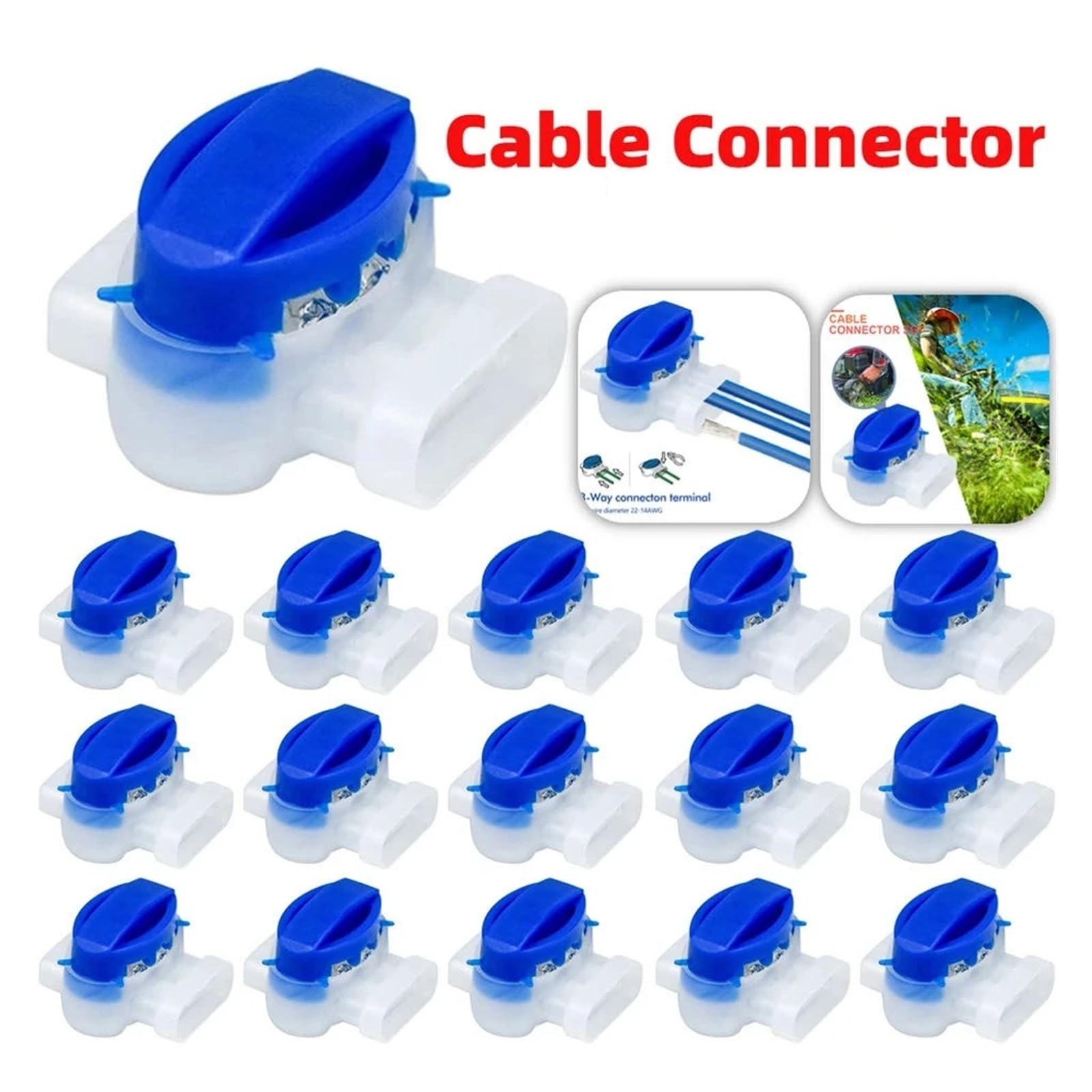 Conectores de Cable for cortacésped robótico, terminales de 3 Pines, Conectores eléctricos IDC 314, 100-10 Unidades(100PCS)