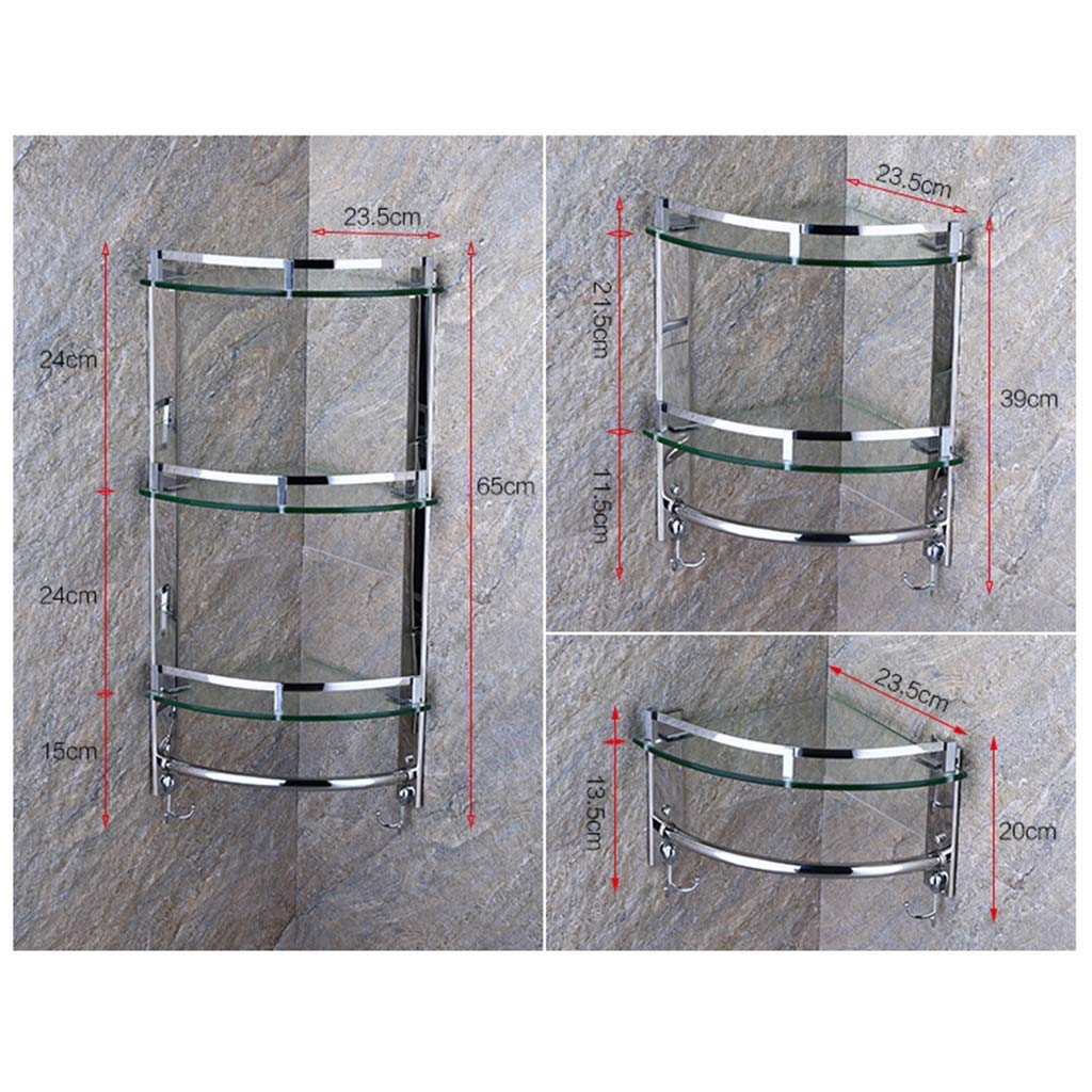 Estante De Esquina para Baño, Moderno Estante De Vidrio Templado, De Acero Inoxidable, para Ducha, Montado En La Pared, Accesorios para Lavabo(C)