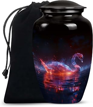 Ethereal Swan Embers - Adult Urn - Large Capacity Memorial Urn for Ashes - Adult Durable Tribute - Elegant Ashes Container 10 Inch, Natural, KA-CLS-URN-1860-M