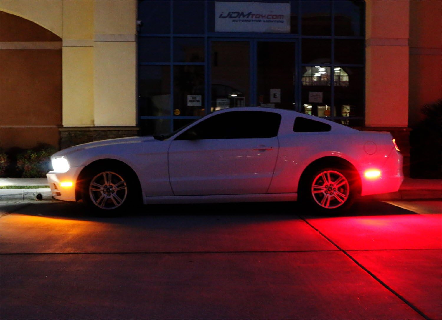 iJDMTOY Smoked Lens Red Full LED Rear Side Marker Light Kit Compatible With Ford 2010-14 Mustang, Powered by 45-SMD LED, Replace OEM Back Sidemarker Lamps