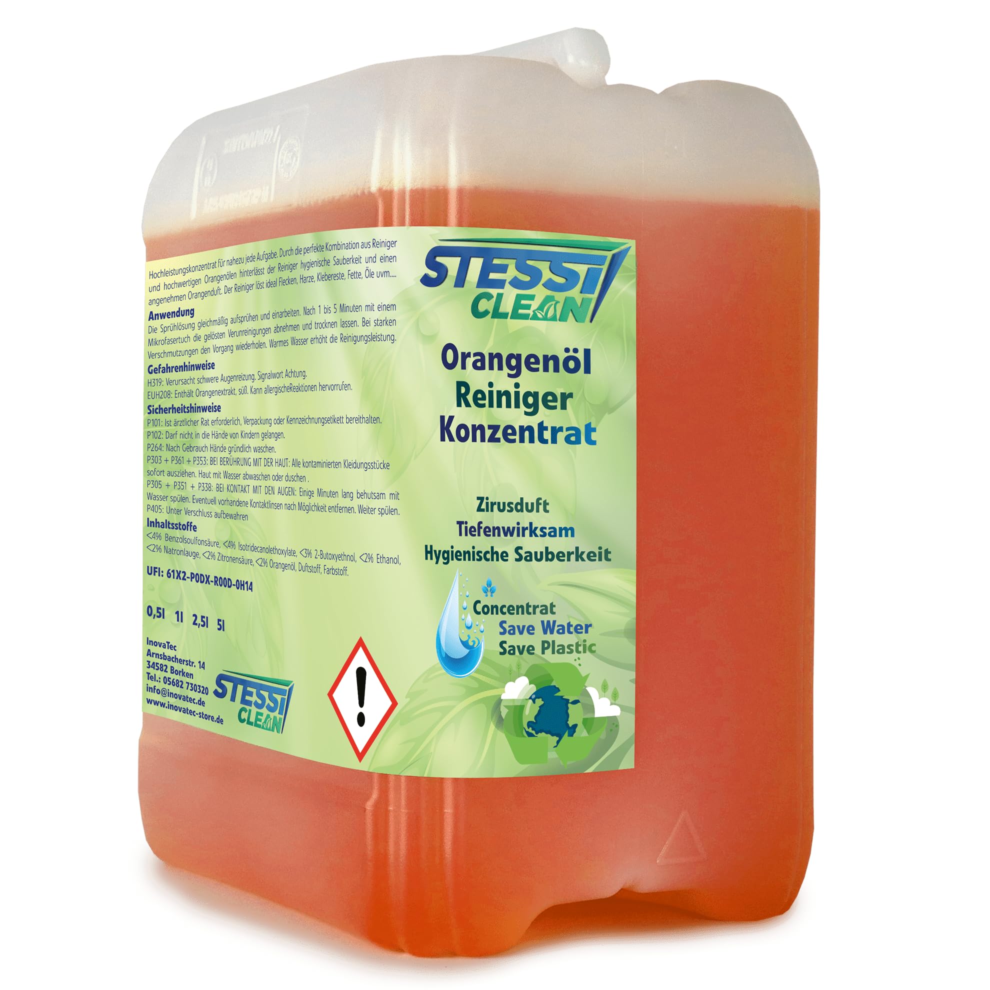 Orangenreiniger Konzentrat | Bodenreiniger Flüssig | Allzweckreiniger für Familien mit Kindern & Haustieren | Reinigungskonzentrat | Reinigungsmittel | 10 Liter