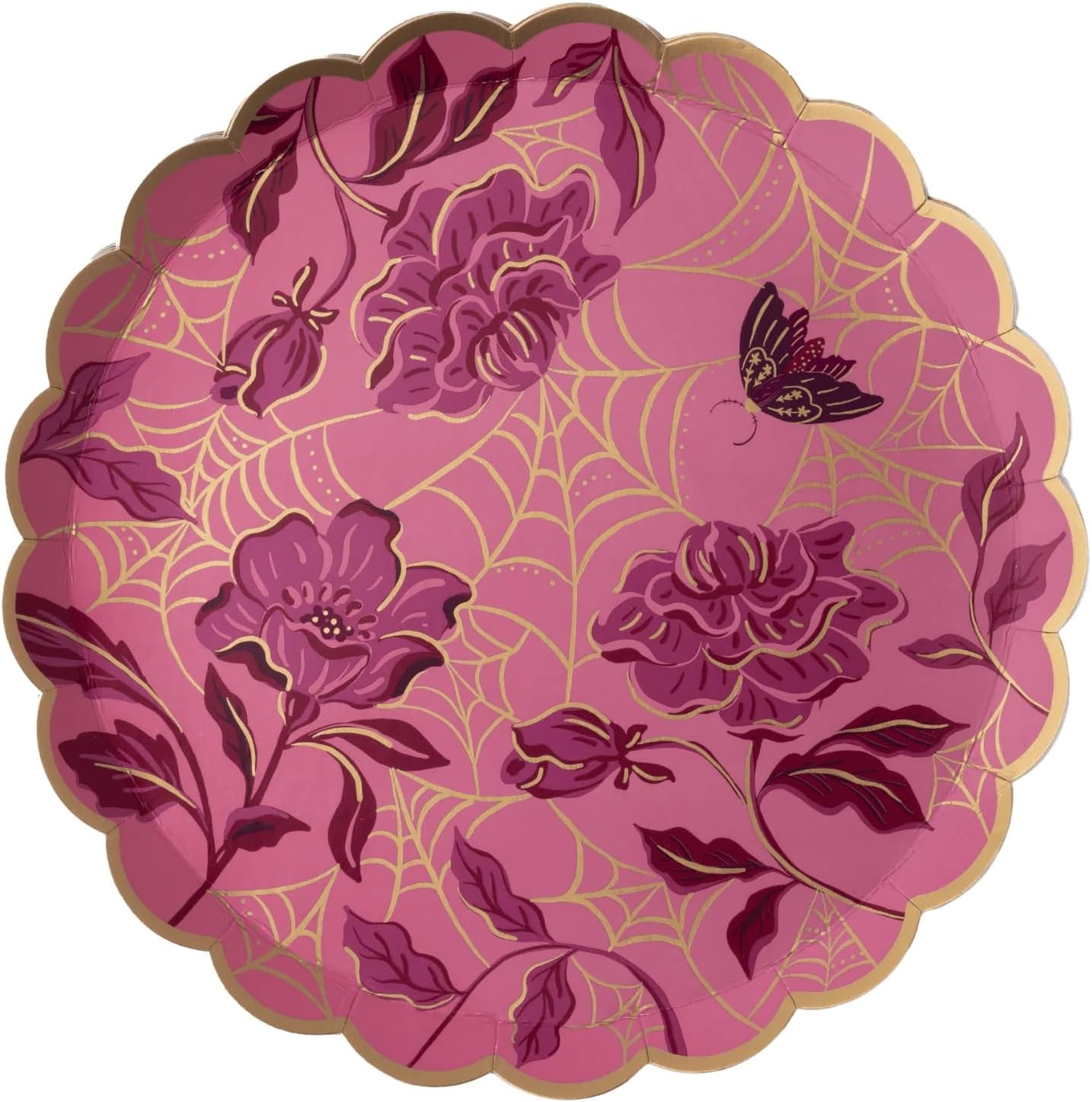 Bonjour Fête Vamp Romantic Spider Web Cake Plates, Pack of 8, 8.5"