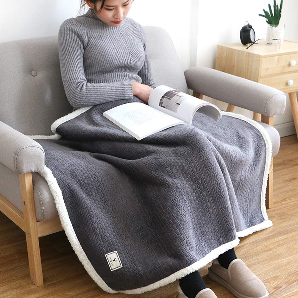 Xgwml Grey Office Cover Leg Blanket Thick Warm Lazy Shawl Lunch Break Cloak Napping Small Blanket (Grey)