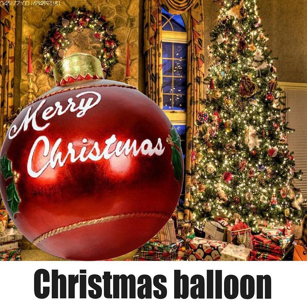 Opblaasbare kerstballen, 60 cm, reuzen van pvc, voor buiten, voor kerstboom, buitendecoraties (rood