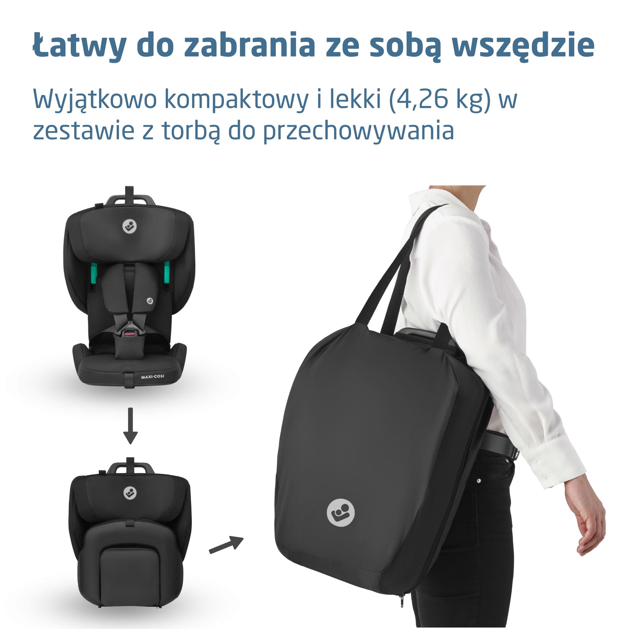 Maxi-Cosi Nomad Plus2, Składany Fotelik, 76-105 cm, Authentic Black