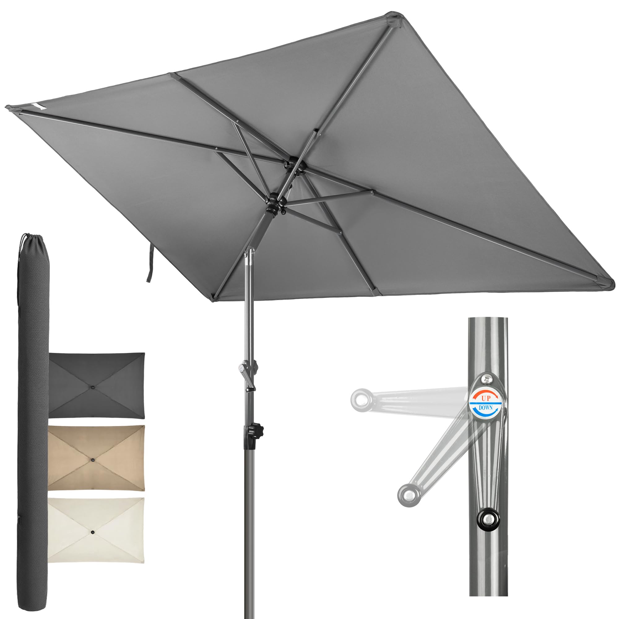 4smile Sonnenschirm Balkon SunnyShade, Sonnnenschutz Balkon SET, UV50+ SunnyGuy Sonnenschirm rechteckig