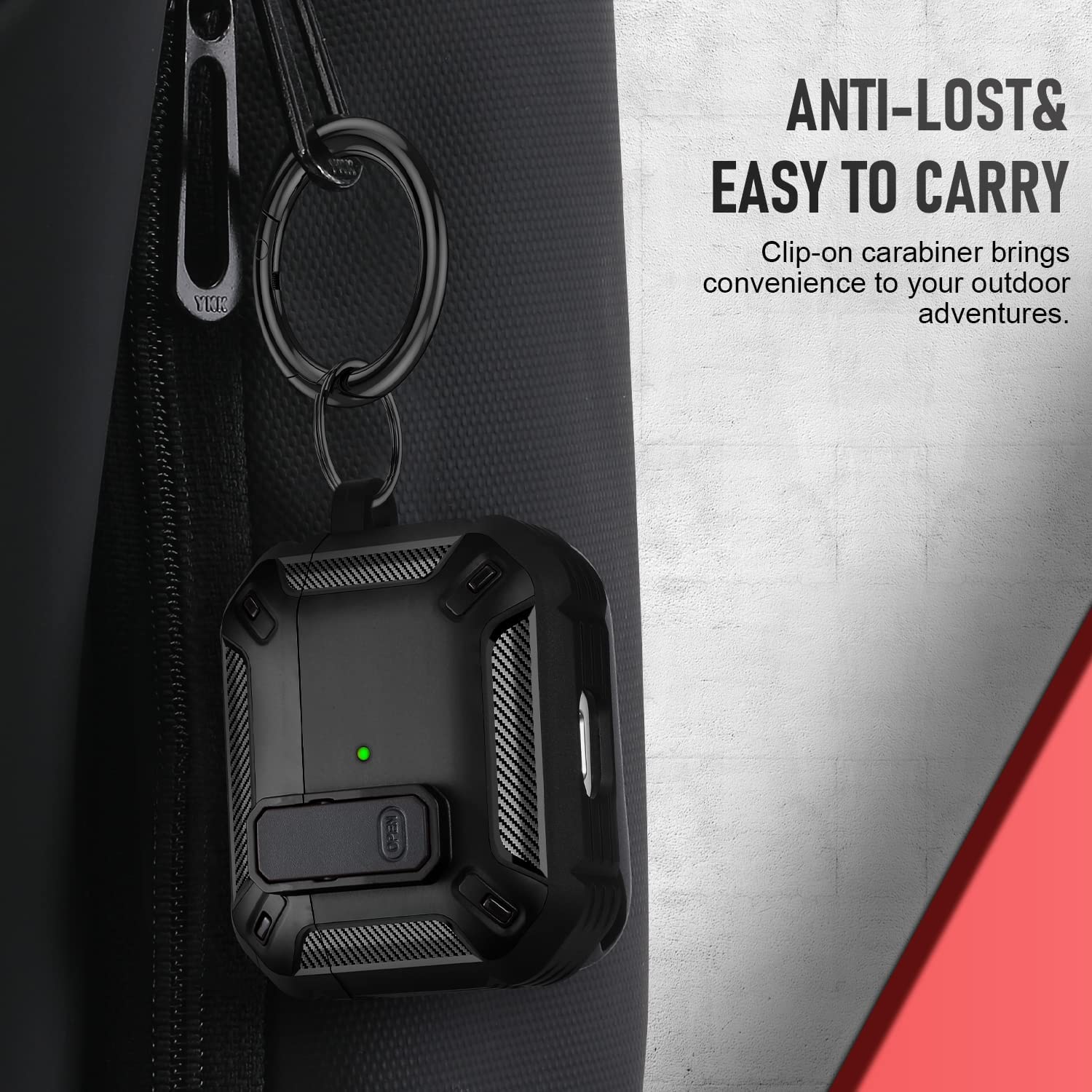 Custodia per Airpod 3 con clip di chiusura sicura, serie Military Armor a corpo intero robusto con portachiavi, custodia protettiva antiurto per AirPod 3°