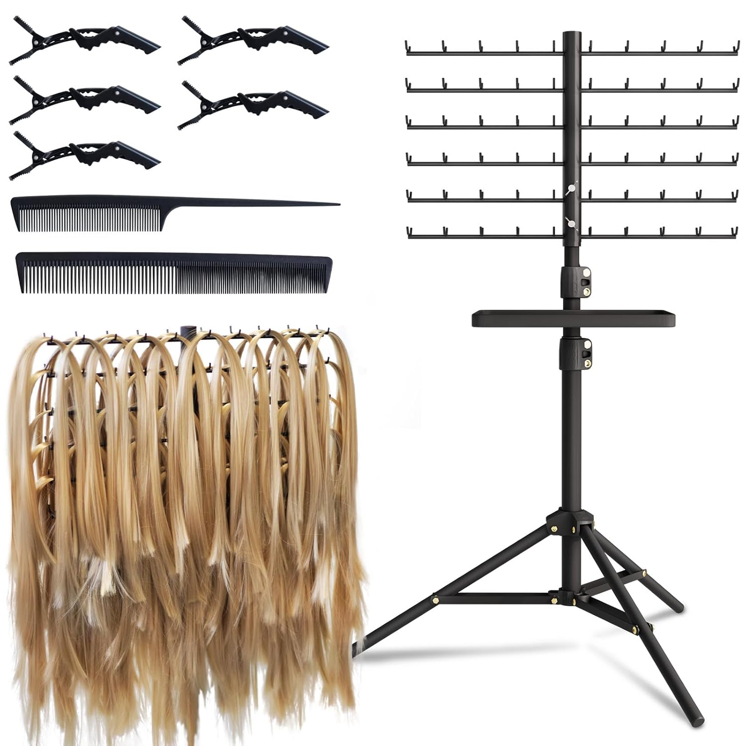 120Peg Braiding Hair Rack Standing, with Salon Tray Hair