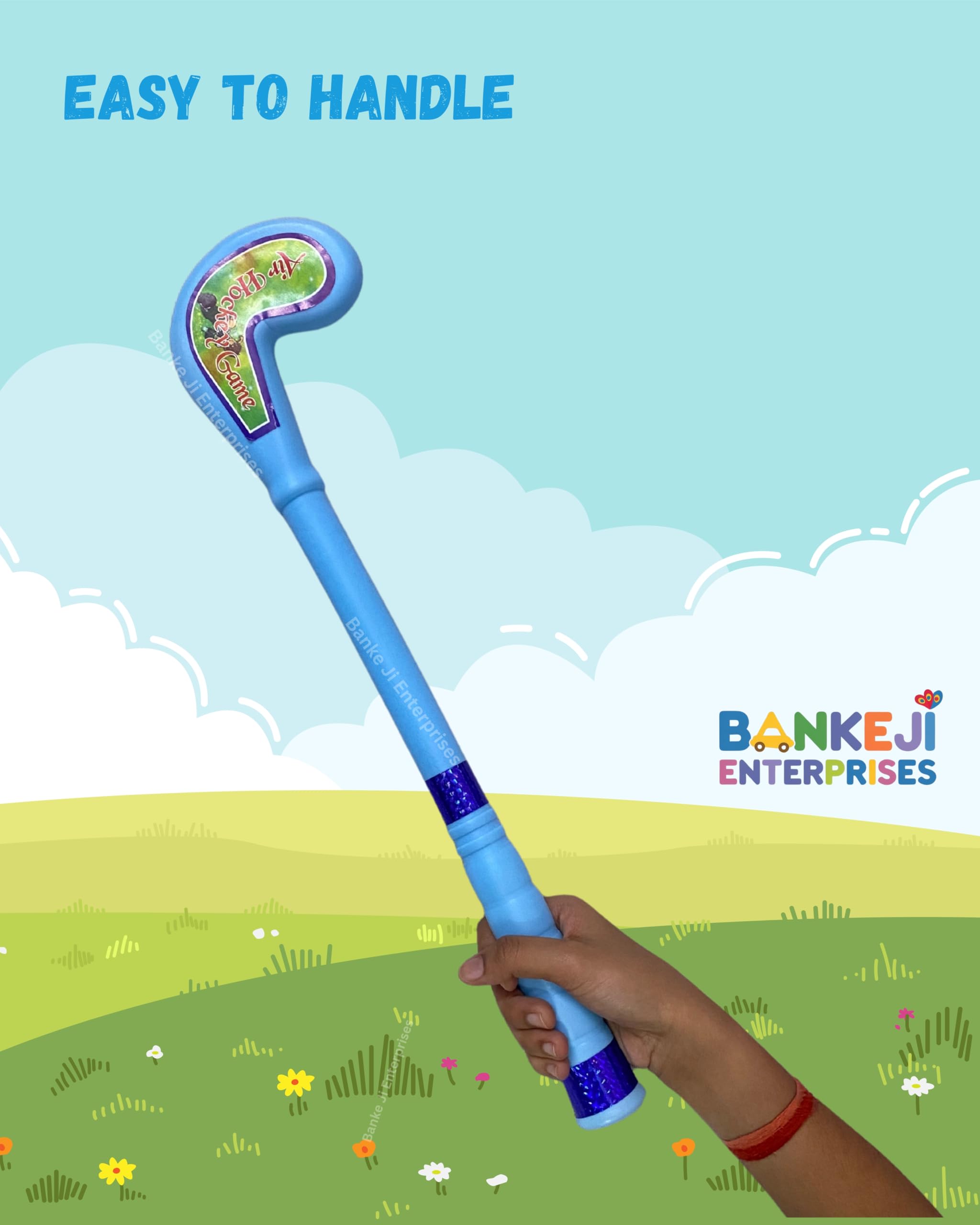 Banke Ji Sports Toys Combo Set, Cricket Bat, Hockey Stick, Tennis Racquet with Balls, Indoor Outdoor Play, Age 3+ Years 4