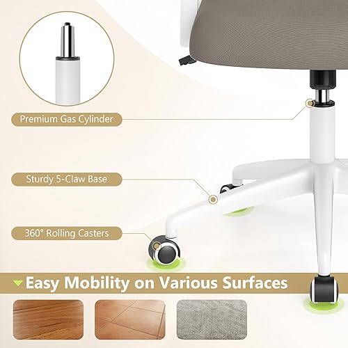 Miniatura 8 de Giantex Silla de oficina de malla, silla de escritorio ergonómica con brazos abatibles y soporte lumbar, escritorio giratorio de altura ajustable