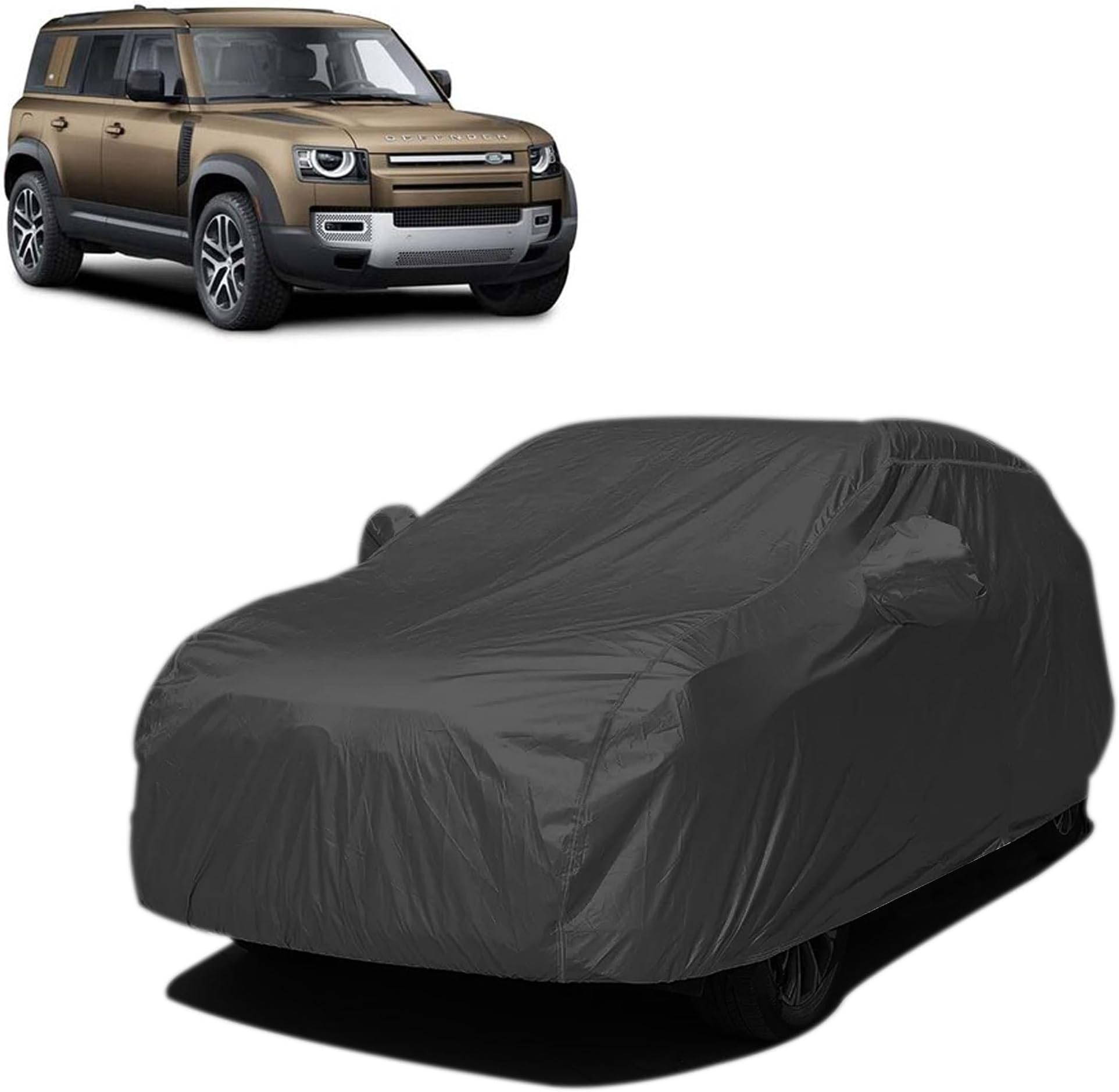 Car Body Cover Compatible with Land Rover Defender 5-Door Hybrid | Waterproof Car Body Cover Sun Protection + Snow Protection Premium Car Cover (Black)