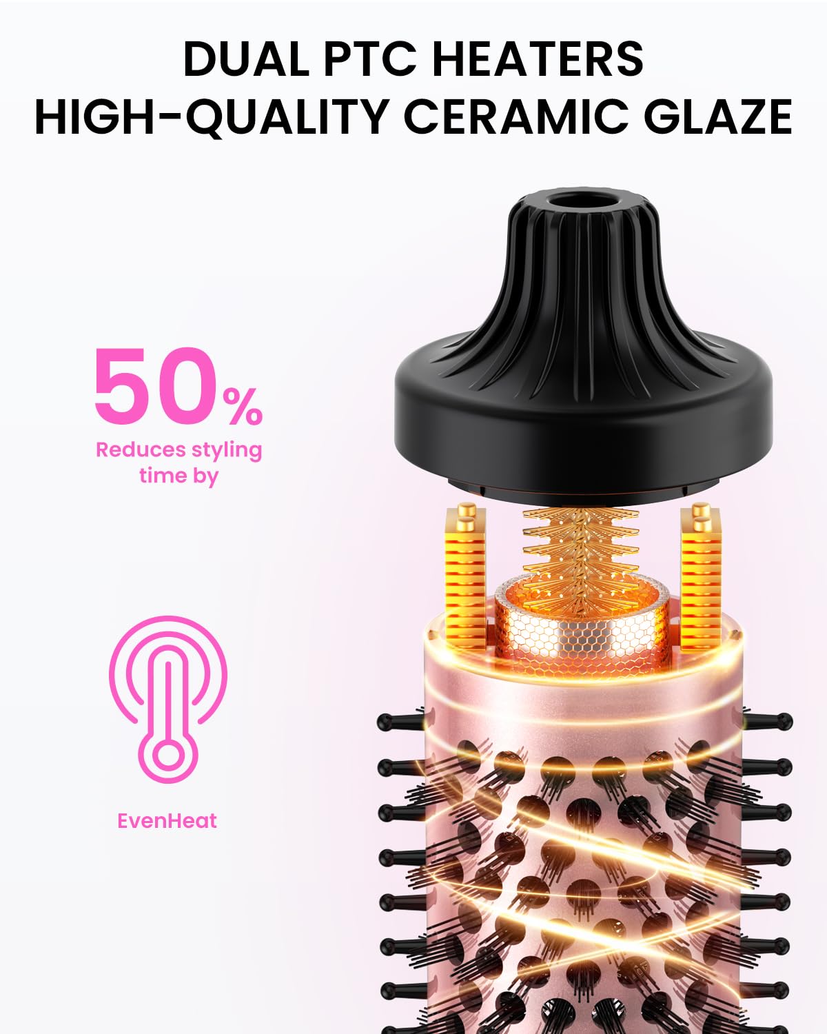 BESTOPE PRO - Spazzola termica da 38 mm, per capelli voluminosi, in ceramica e tormalina, riscaldamento rapido PTC 30s