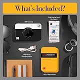 Kodak Printomatic Instant Camera (Black) Gift Bundle + Zink Paper (20 Sheets) + Deluxe Case + 7 Fun Sticker Sets + Twin Tip Markers + Photo Album + Hanging Frames.