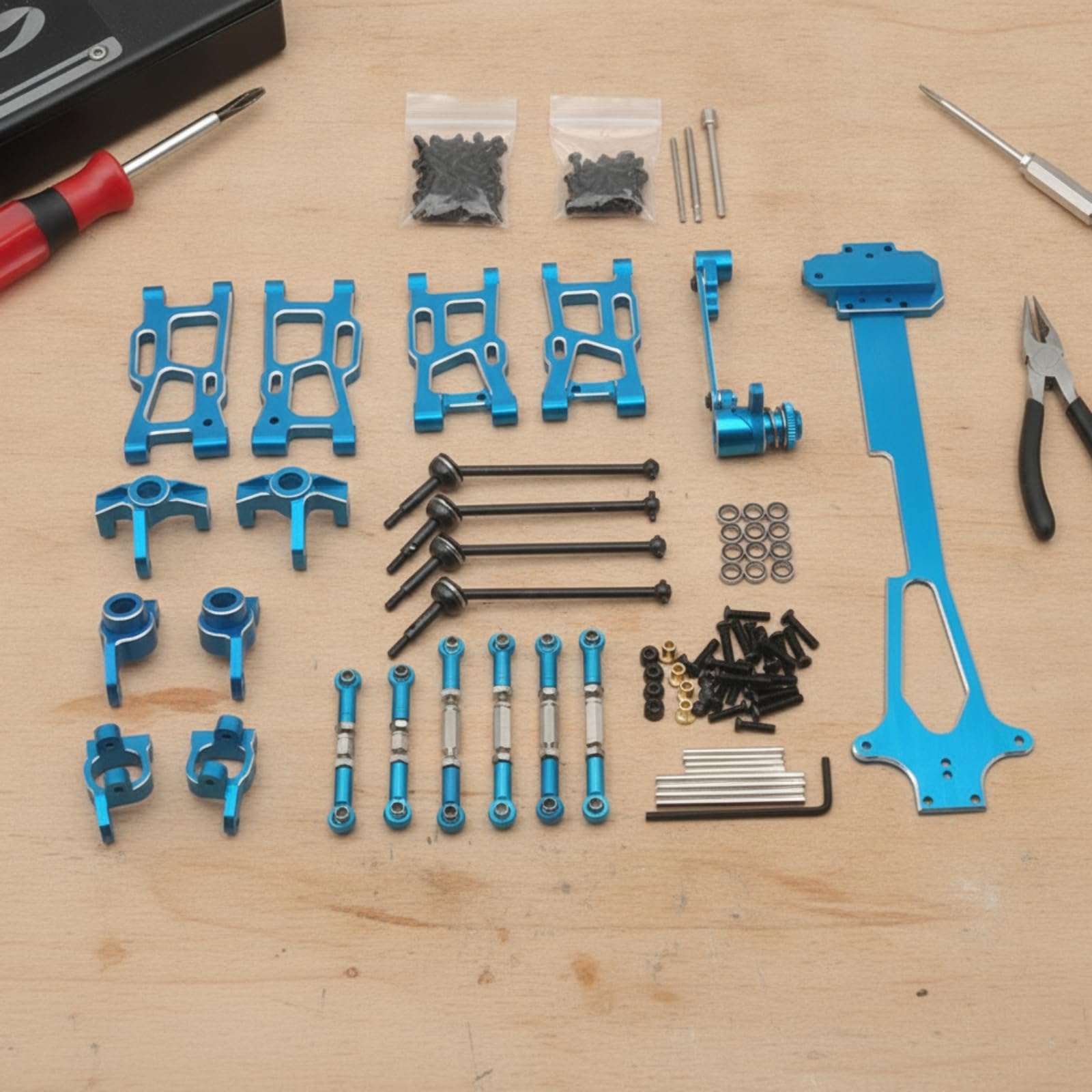 Kit di Aggiornamento in Metallo Ricambi Anodizzato per Modellisti, Hobbisti, Riparazione, Blu